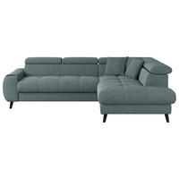 ECKSOFA in Flachgewebe Blau  - Blau/Schwarz, Design, Textil/Metall (246/195cm) - Livetastic