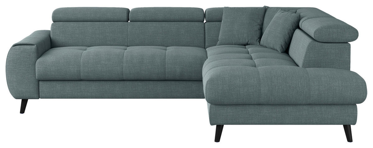 ECKSOFA in Flachgewebe Blau  - Blau/Schwarz, Design, Textil/Metall (246/195cm) - Livetastic