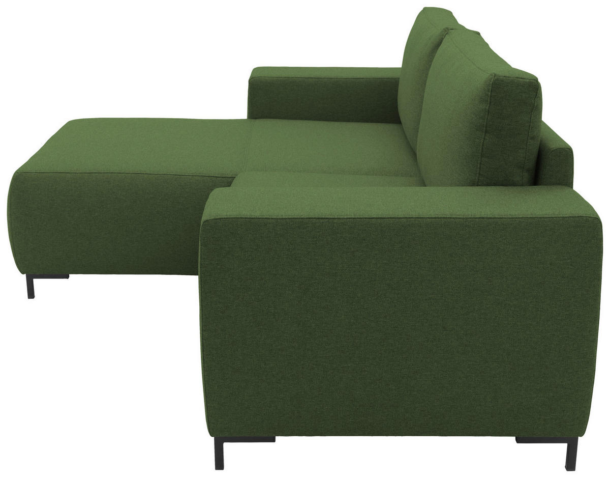 ECKSOFA in Webstoff Grün  242/160 cm  - Schwarz/Grün, Design, Textil/Metall (242/160cm) - LOOKS by W.Joop