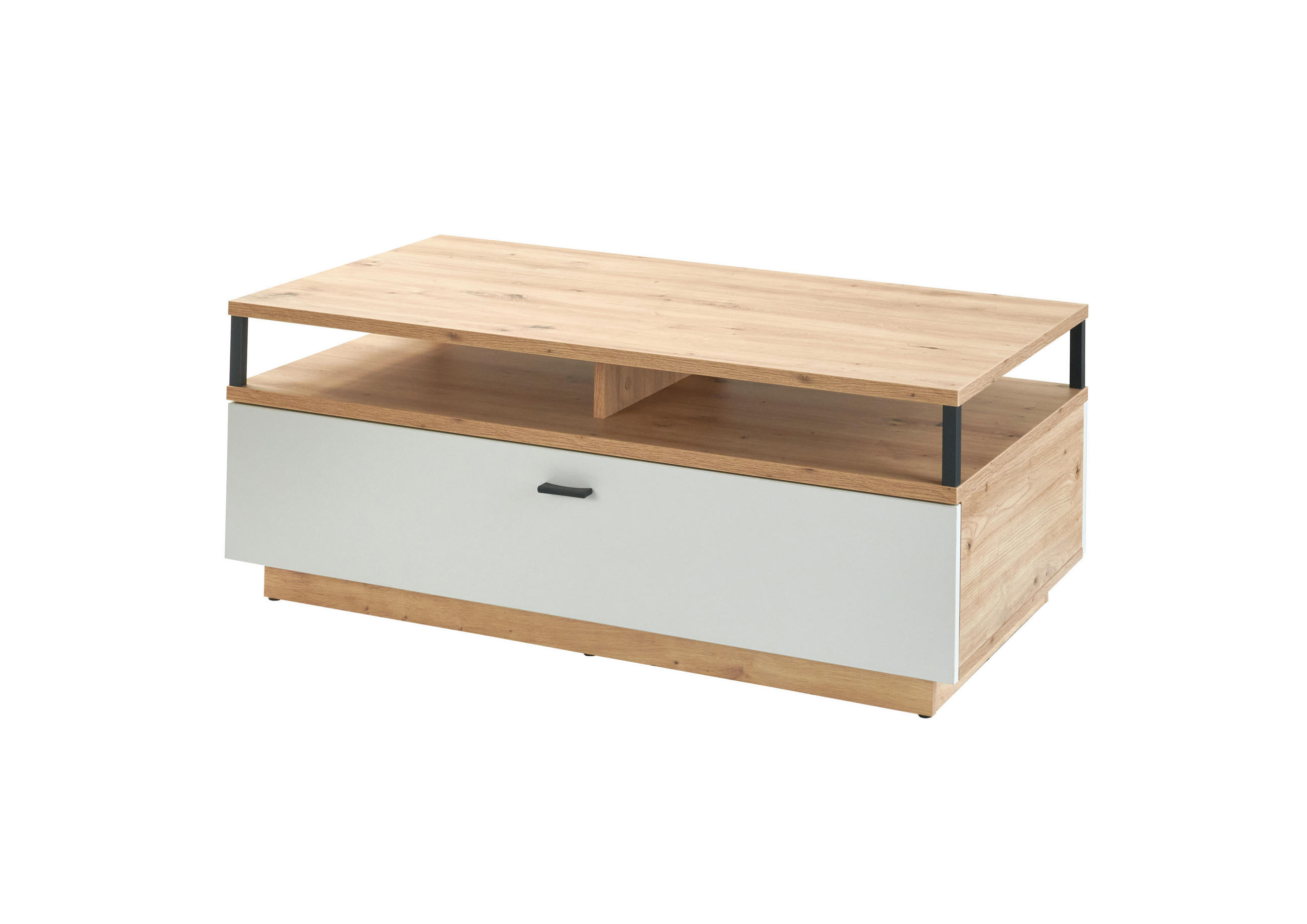 DOHÁNYZÓASZTAL fém, faalapú anyag   - világosszürke/fekete, Lifestyle, faalapú anyag/fém (115/45/65,5cm)
