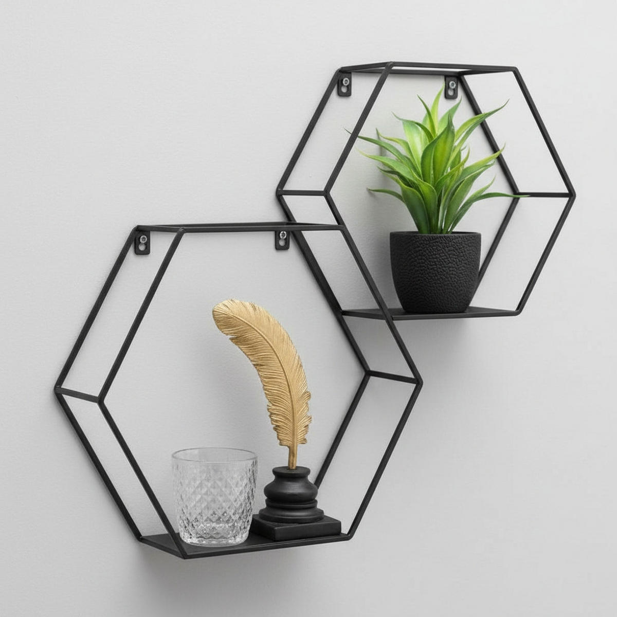 SET ZIDNIH POLICA   - crna, Trend, metal (40/35/10cm) - Landscape