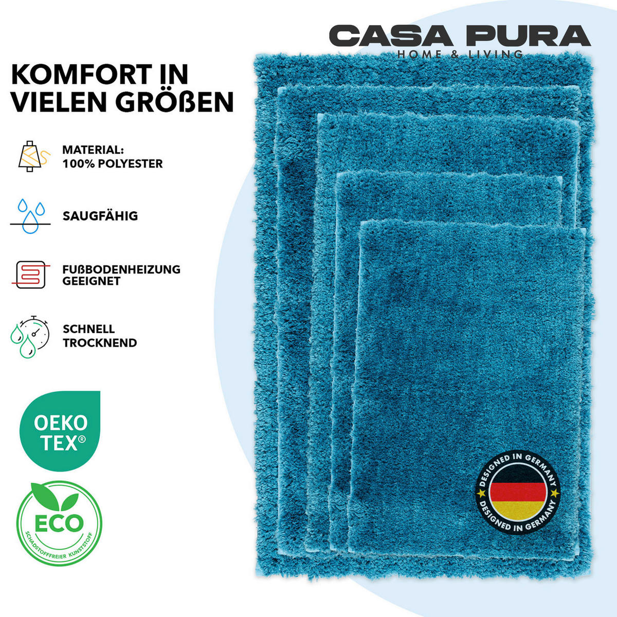 BADEMATTE SKY Petrol 80/150 cm  - Petrol, Basics, Kunststoff/Textil (80/150cm) - Floordirekt
