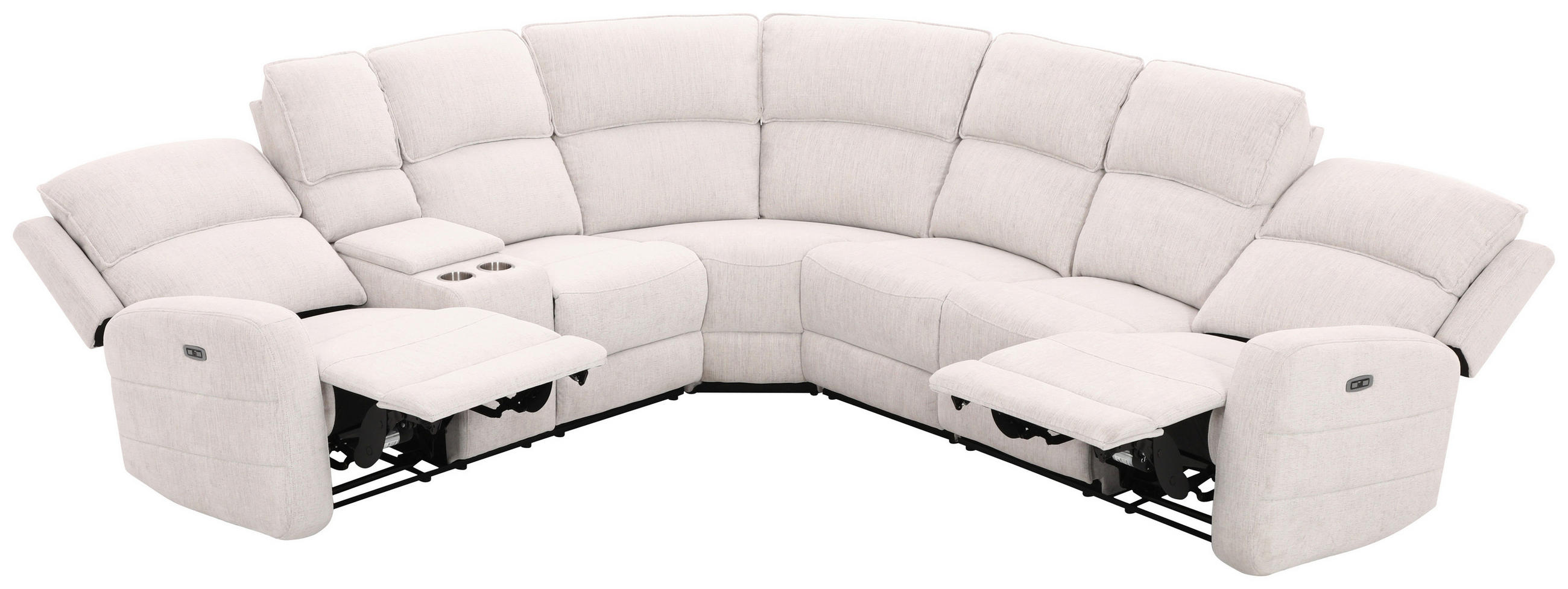 ECKSOFA  Weiß Leinenoptik  - Schwarz/Weiß, KONVENTIONELL, Holz/Kunststoff (240/102/265cm) - Livetastic