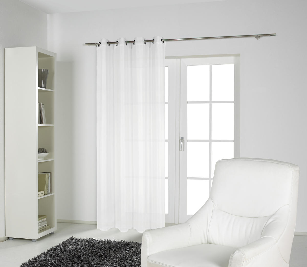 ZÁVĚS S OČKY, průhledné, 140/245 cm - bílá, Basics, textil (140/245cm) - Boxxx