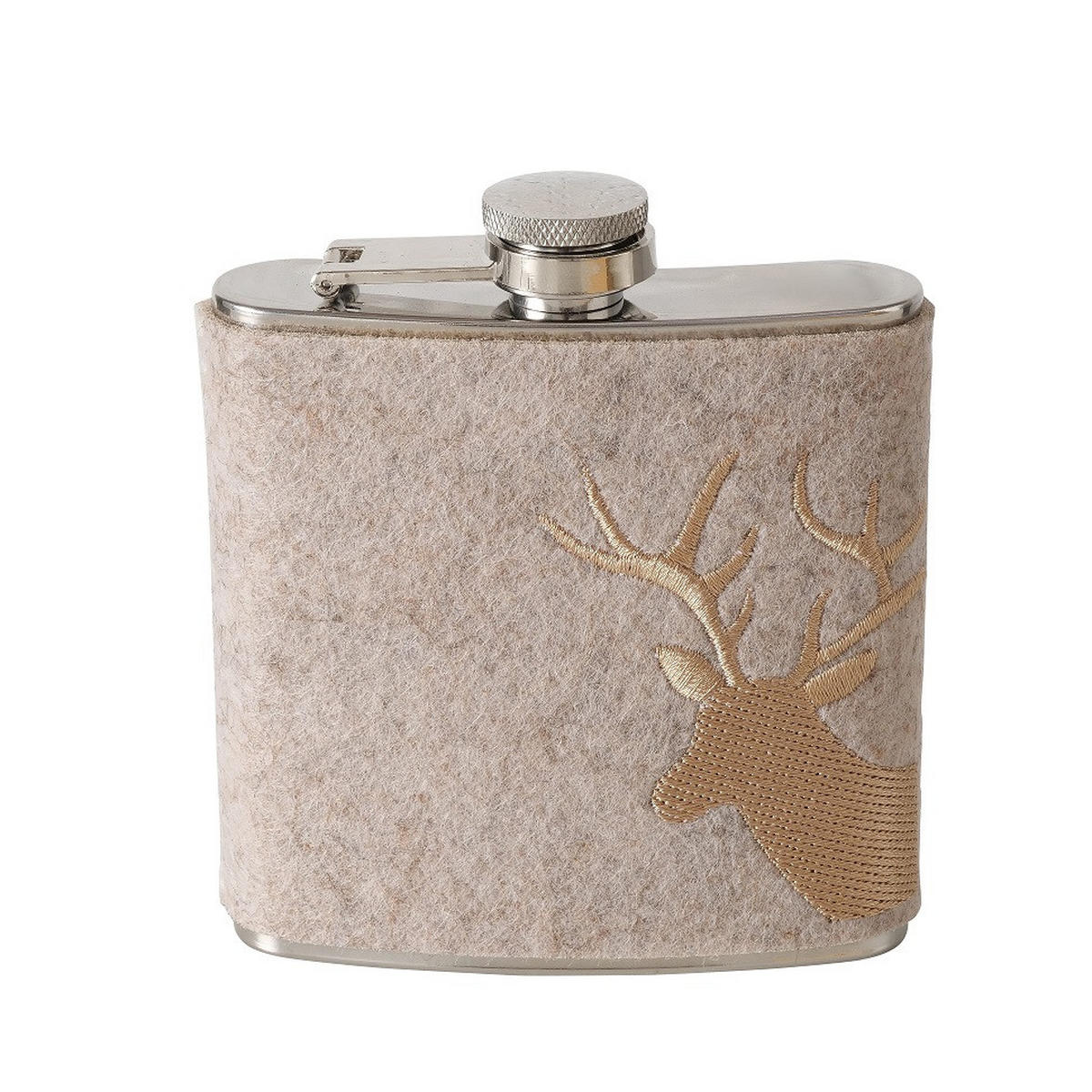 TRINKFLASCHE  - Silberfarben/Grau, KONVENTIONELL, Textil/Metall (9,2/3/11cm)