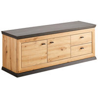 GARDEROBENBANK  in 135,2/50,7/38,5 cm  - Schwarz/Eiche Artisan, LIFESTYLE, Holzwerkstoff/Metall (135,2/50,7/38,5cm) - Hom`in