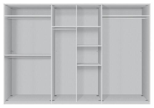 SCHWEBETÜRENSCHRANK 300/216/68 cm 3-türig - Alufarben/Weiß, KONVENTIONELL, Glas/Holzwerkstoff (300/216/68cm) - Hom`in