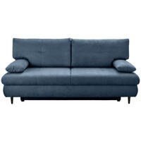 SCHLAFSOFA Chenille Blau  inkl. Rückenkissen, Armlehnenkissen, Bettkasten, Schlaffunktion, Rücken echt, Liegefläche im Originalstoff  - Blau/Schwarz, KONVENTIONELL, Holz/Textil (212/97/105cm) - Carryhome