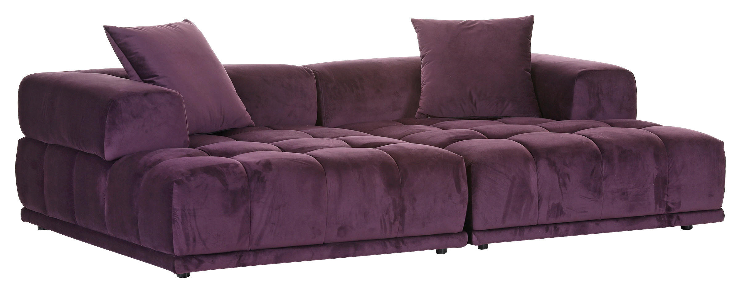 SOFAELEMENT Samt Brombeere  - Brombeere/Schwarz, KONVENTIONELL, Kunststoff/Textil (125/66/155cm) - Ambia Home