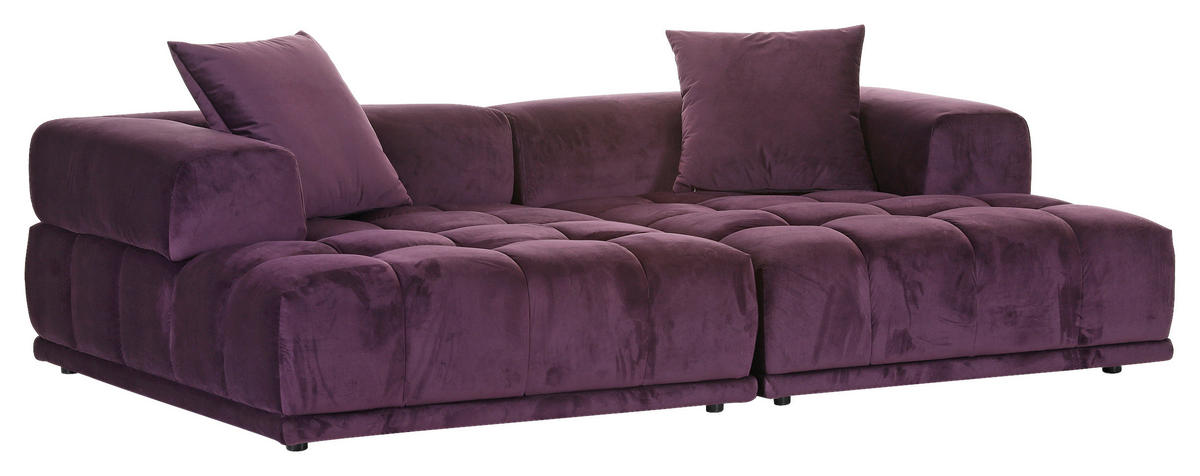 SOFAELEMENT Samt Brombeere  - Brombeere/Schwarz, KONVENTIONELL, Kunststoff/Textil (125/66/155cm) - Ambia Home