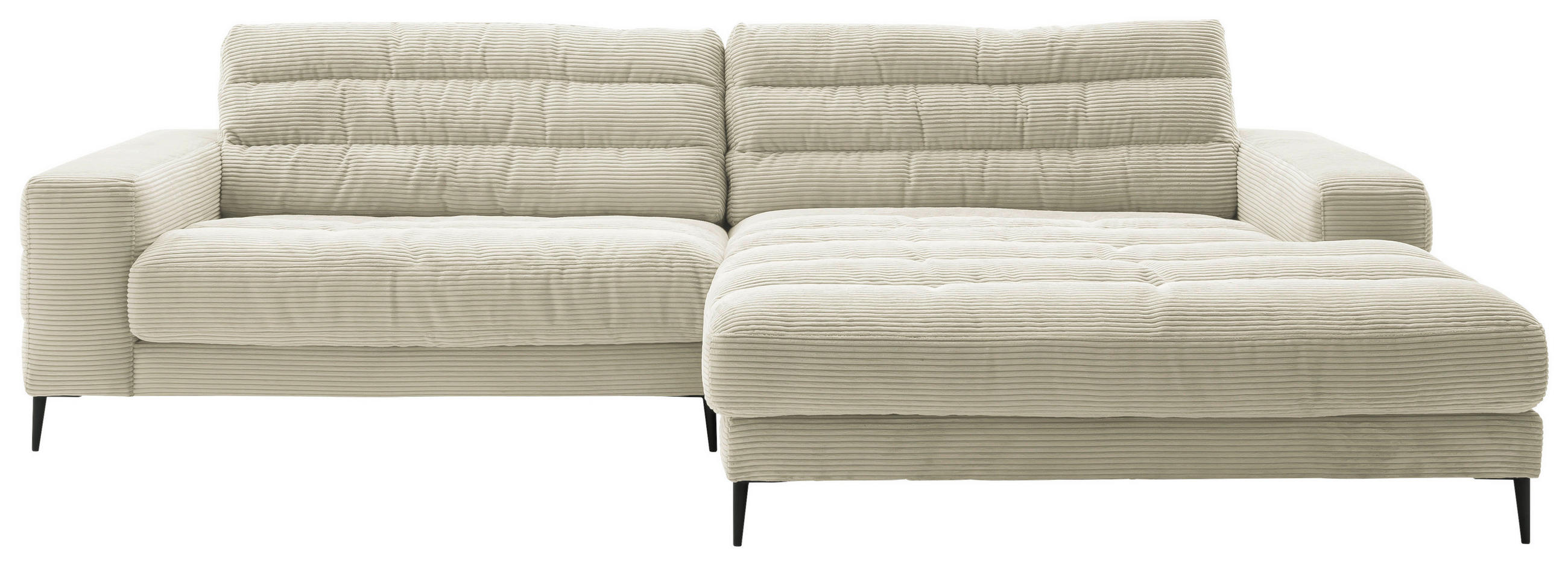 ECKSOFA Naturfarben Cord  - Schwarz/Naturfarben, Design, Textil/Metall (296/207cm) - Dieter Knoll
