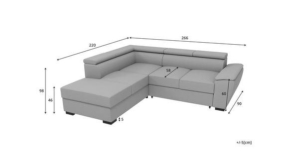 ECKSOFA  in Flachgewebe Anthrazit  - Anthrazit/Schwarz, KONVENTIONELL, Kunststoff/Textil (220/266cm) - Carryhome