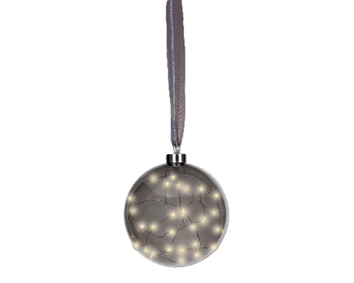 DÍSZGOLYÓ - antracit, Trend, Üveg (14cm) - Ambia Home