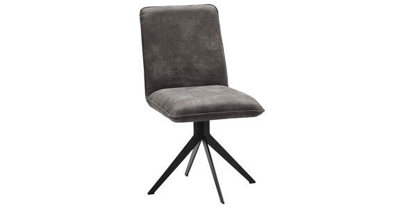 STUHL in Stahl Lederlook Metall, Textil - Dunkelgrau/Schwarz, Design, Textil/Metall (46,5/87/64cm) - Voleo