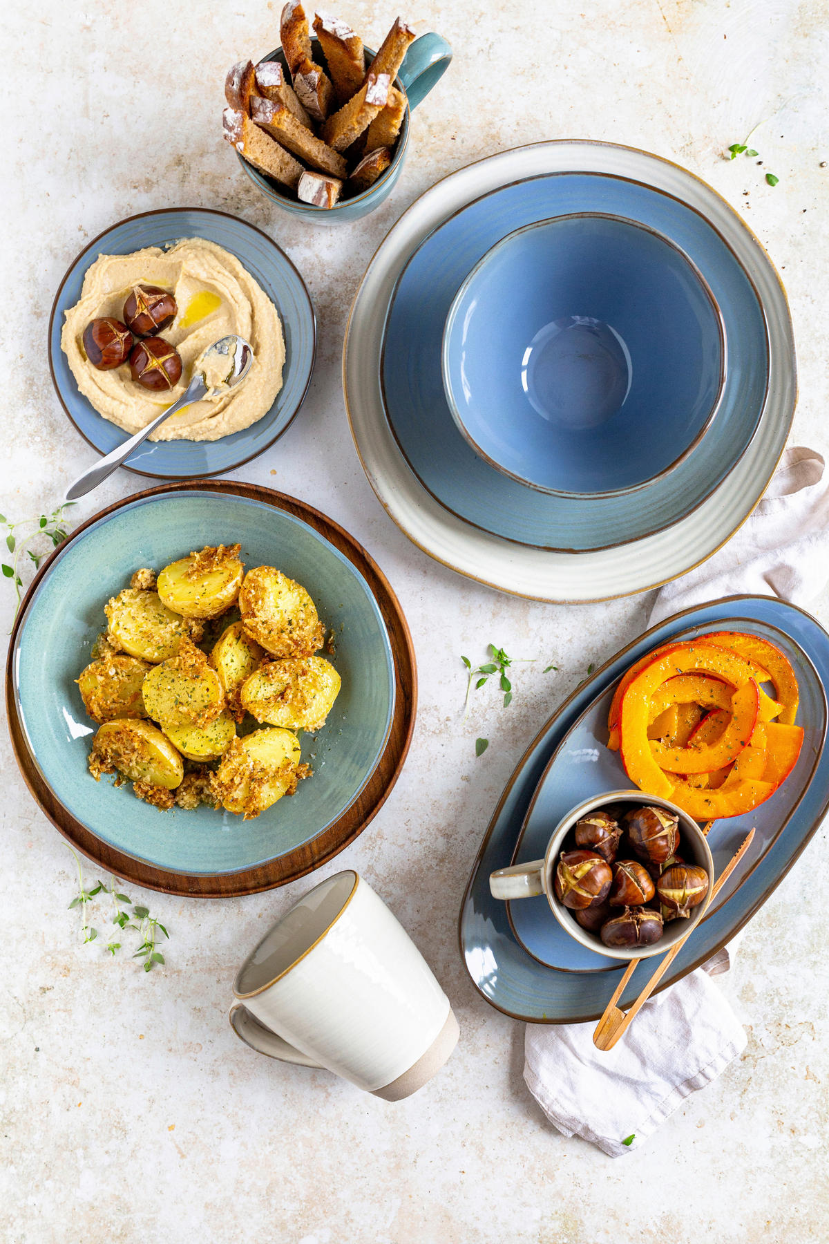 SERVIERPLATTEN-SET Nottingham  - Türkis/Grün, Basics, Keramik - Mäser