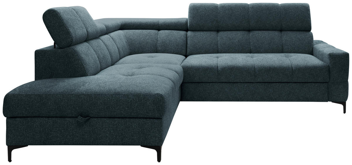ECKSOFA in Struktur Blau  - Blau/Schwarz, Modern, Textil/Metall (212/254cm) - Carryhome