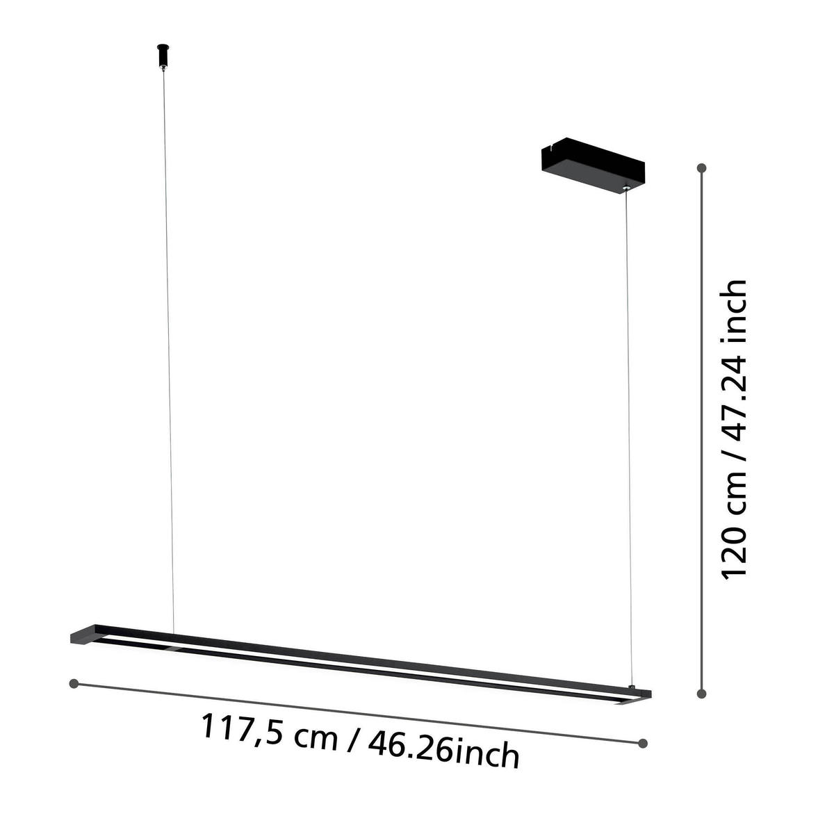 LED-HÄNGELEUCHTE 116/8,5/110 cm  - Schwarz/Weiß, Design, Kunststoff/Metall (116/8,5/110cm) - Eglo
