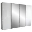 SCHWEBETÜRENSCHRANK  in Grau, Weiß  - Chromfarben/Weiß, KONVENTIONELL, Glas/Holzwerkstoff (300/236/67cm) - Dieter Knoll