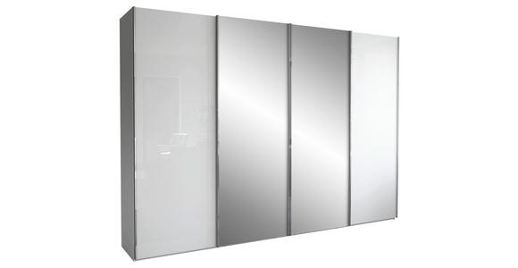 SCHWEBETÜRENSCHRANK  in Grau, Weiß  - Chromfarben/Weiß, KONVENTIONELL, Glas/Holzwerkstoff (300/236/67cm) - Dieter Knoll