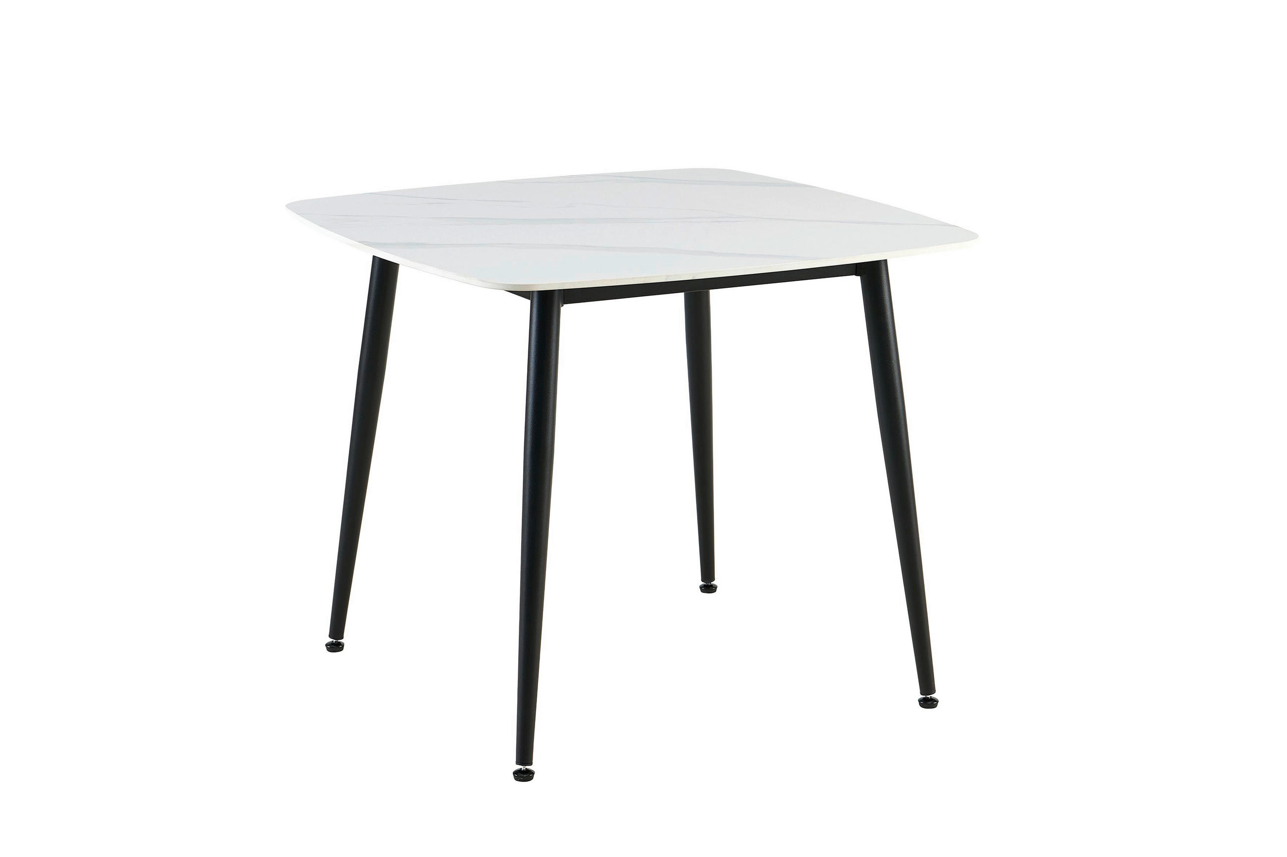 ESSTISCH 90/90/75 cm  Metall, Stein schnell aufzubauende und stabile Arbeitsfläche rechteckig Weiss  - Weiss/Schwarz, Modern, Stein/Metall (90/90/75cm) - MID.YOU
