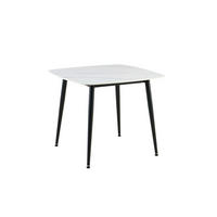 ESSTISCH 90/90/75 cm  Metall, Stein schnell aufzubauende und stabile Arbeitsfläche rechteckig Weiß  - Schwarz/Weiß, MODERN, Stein/Metall (90/90/75cm) - MID.YOU