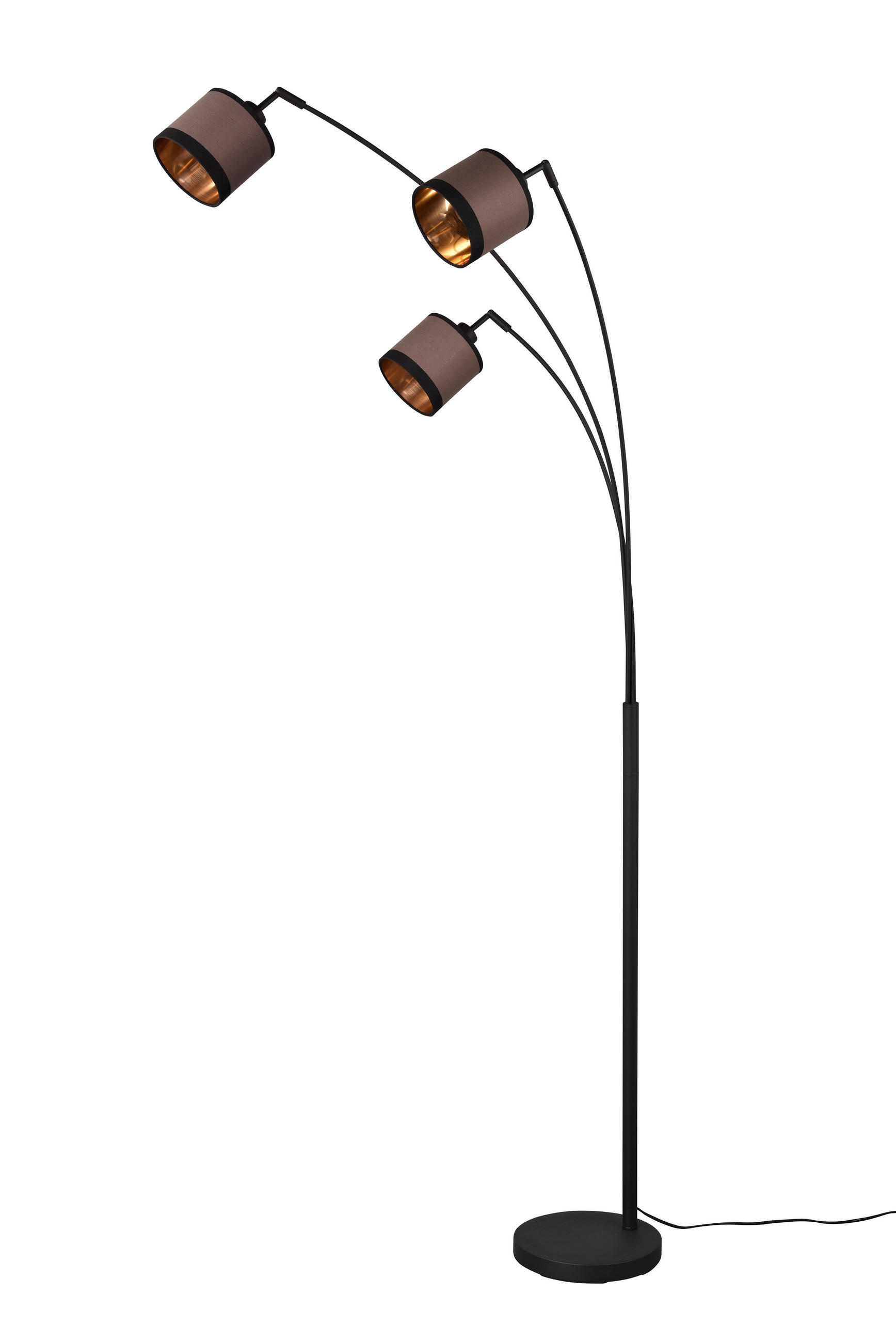 XXXLutz Stehleuchte Davos Schwarz, Taupe, Gold 12x185x12 cm