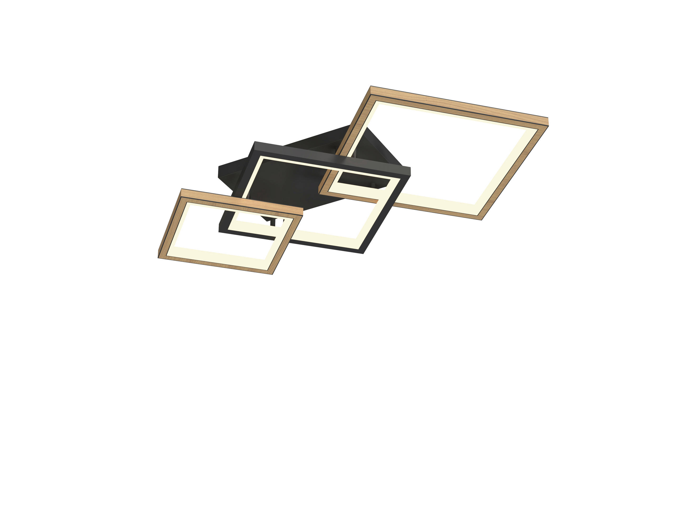 PLAFONIERĂ CU LED - culoare lemn fag/negru, Natur, lemn/metal (62/12/110cm)