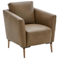 SESSEL in Echtleder Olivgrün  - Eichefarben/Beige, Natur, Leder/Holz (75/84/76cm) - Valnatura