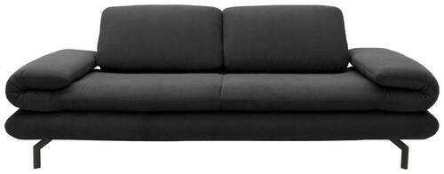 ZWEISITZER-SOFA mit Funktionen Webstoff Dunkelgrau  - Dunkelgrau/Schwarz, Design, Textil/Metall (204 (264)/83 (110)/98cm) - LOOKS by W.Joop