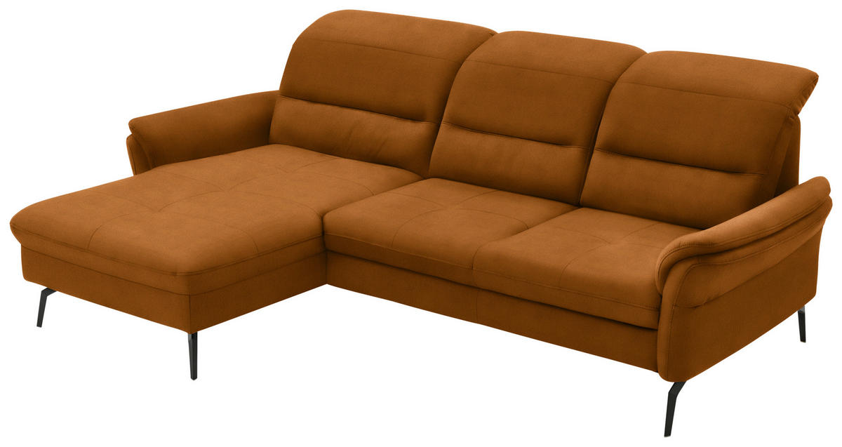 ECKSOFA in Flachgewebe Currygelb  - Currygelb/Schwarz, Konventionell, Textil/Metall (181/260cm) - Beldomo Speed
