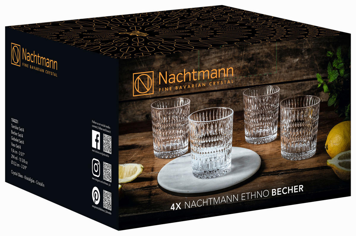 GLÄSERSET Ethno  4-teilig  - Transparent, LIFESTYLE, Glas (294ml) - Nachtmann