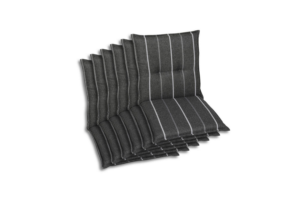 SESSELAUFLAGENSET in Anthrazit Streifen  - Anthrazit, Basics, Textil (50/7/100cm)