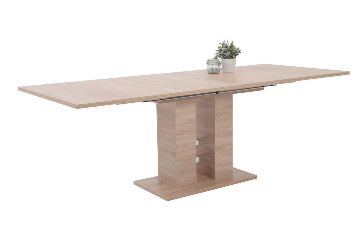 TISCHGRUPPE Schlammfarben, Sonoma Eiche  - Schlammfarben/Edelstahlfarben, MODERN, Textil/Metall (140 - 220/76/90cm) - MID.YOU