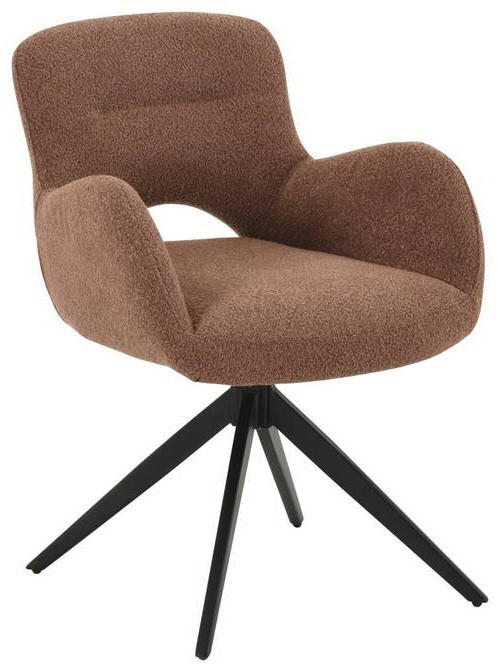 ARMLEHNSTUHL  in Eisen Bouclé  - Rostfarben/Schwarz, LIFESTYLE, Holz/Textil (63/83/61cm) - MID.YOU