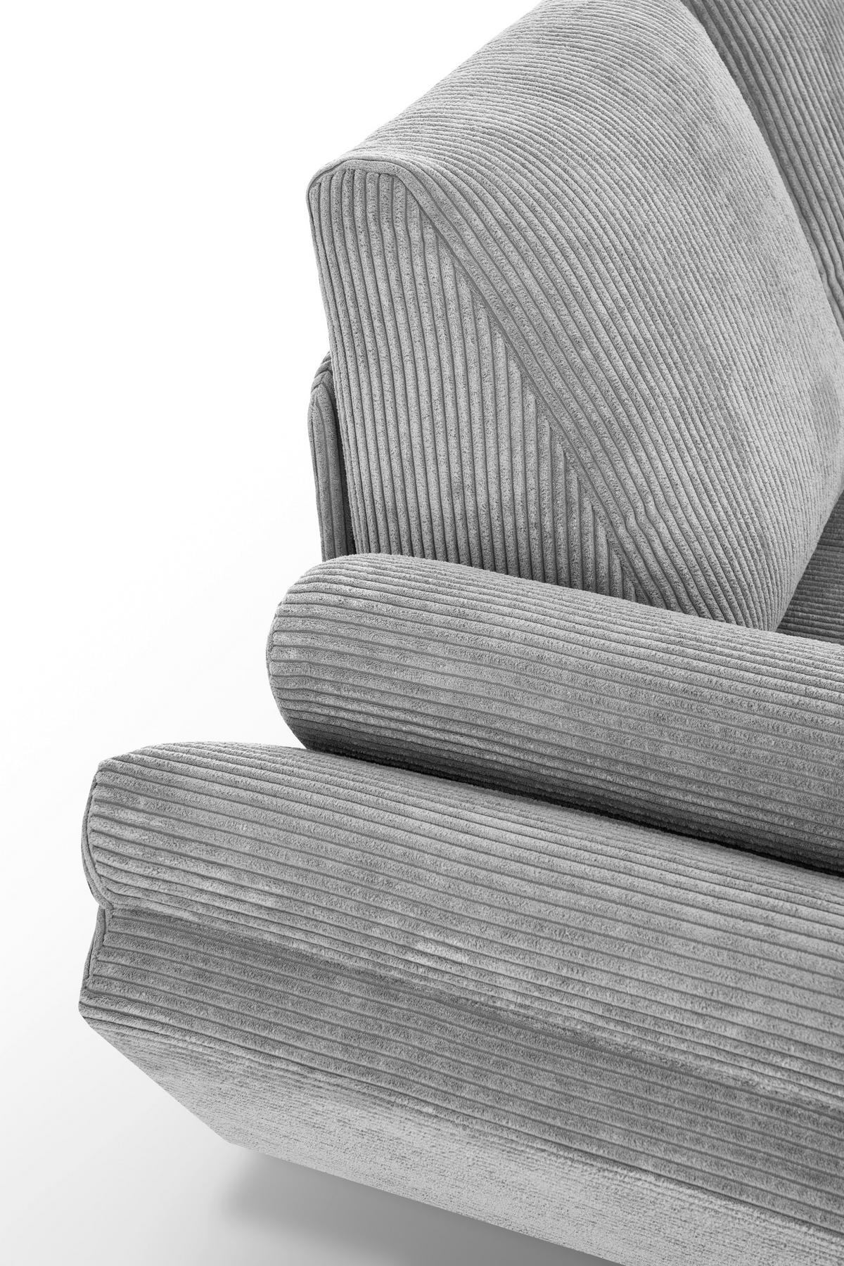SCHLAFSOFA in Cord, Mikrofaser Creme  - Creme/Schwarz, Design, Textil/Metall (210/95/97cm) - MID.YOU