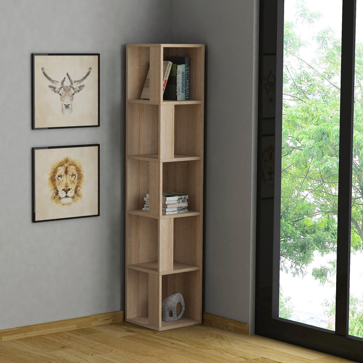 ECKREGAL - Eichefarben, Design, Holzwerkstoff (32/159/32cm) - Livetastic