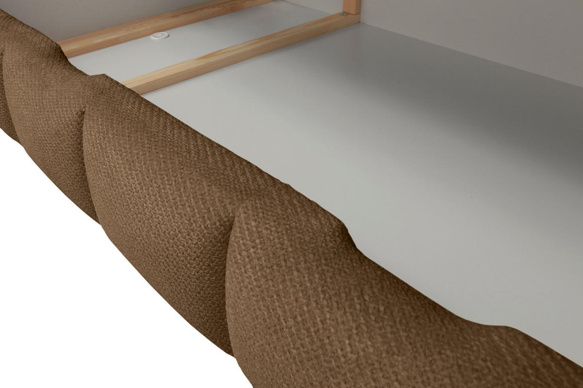 BOXBETT 180/200 cm,  in Braun, Bettkasten, Topper, H3 + H3 = fest  - Schwarz/Braun, Trend, Textil/Metall (180/200cm) - Esposa