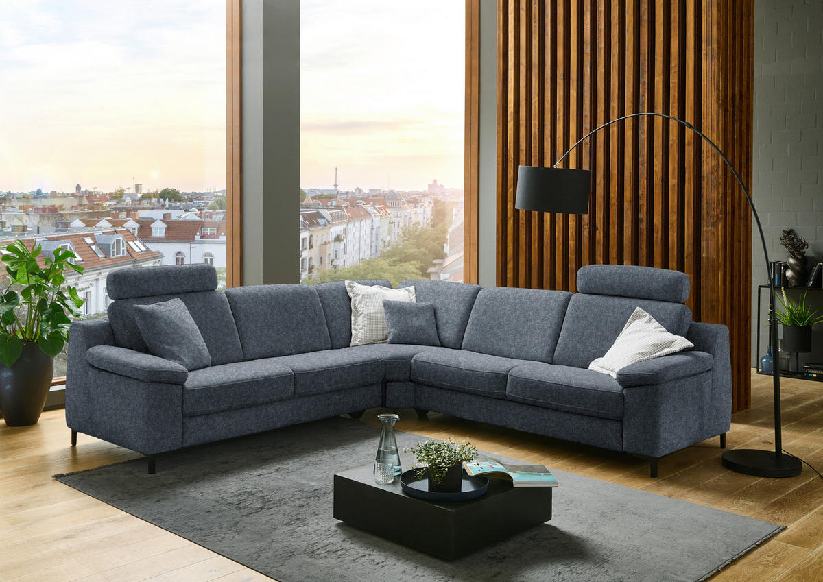 ECKSOFA in Chenille Dunkelgrau  278/278 cm  - Dunkelgrau/Schwarz, Design, Textil/Metall (278/278cm) - Valdera