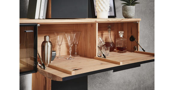 WOHNWAND in Anthrazit, Buchefarben - Anthrazit/Buchefarben, MODERN, Glas/Holz (300/213/56cm) - Valnatura