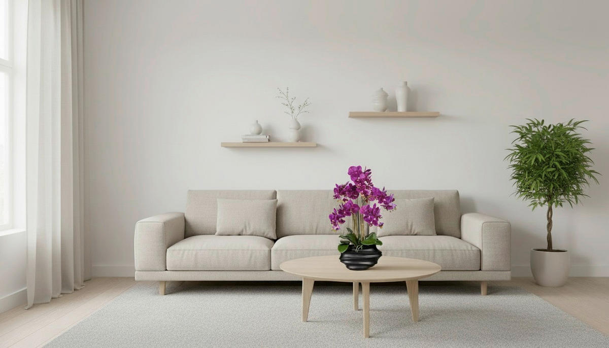 KUNSTBLUME - Lila/Schwarz, Basics, Kunststoff (75cm)