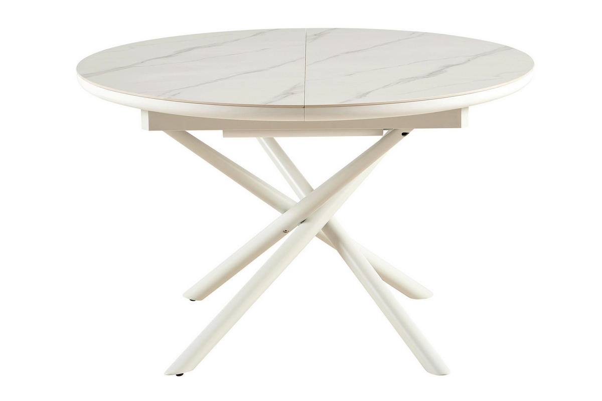 ESSTISCH Weiß rund  ausziehbar  - Weiß, MODERN, Keramik/Holzwerkstoff (120-160/120/76cm) - Livetastic