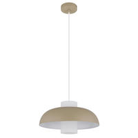 HÄNGELEUCHTE 38/120 cm  - Sandfarben/Weiß, Trend, Glas/Textil (38/120cm) - Globo