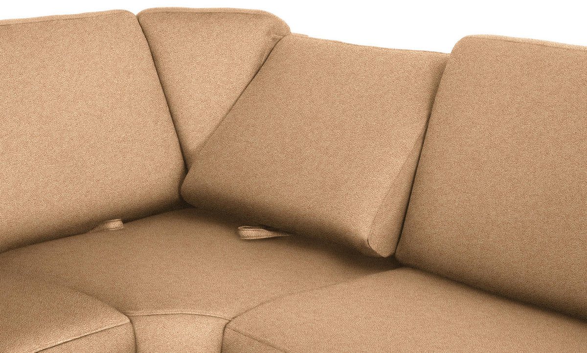 WOHNLANDSCHAFT Hellbraun Flachgewebe  - Chromfarben/Hellbraun, KONVENTIONELL, Textil/Metall (163/336/240cm) - Beldomo System