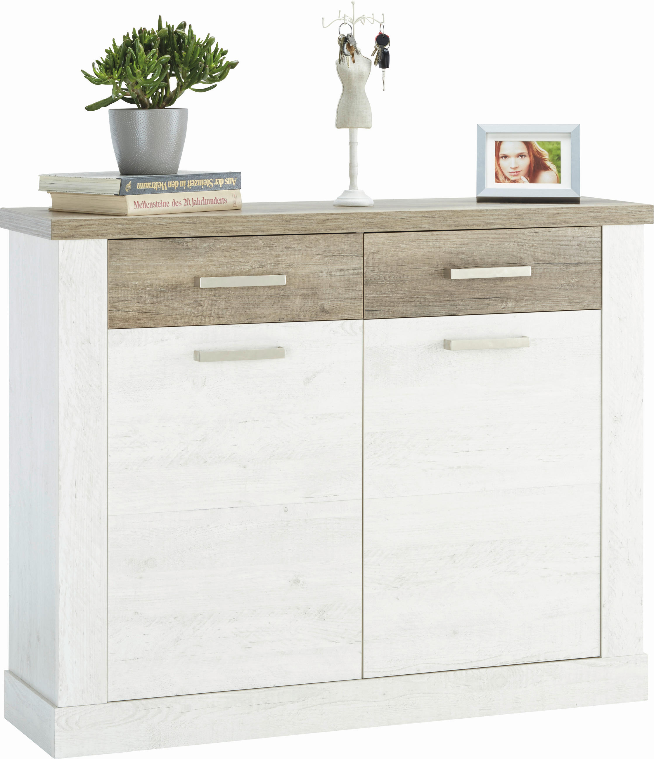 CIPELARNIK  boja pinije, bela, boja hrasta  metal, plastika, pločasti materijal     - boja nikla/boja hrasta, Moderno, metal/pločasti materijal (120/96,3/34,1cm) - Xora