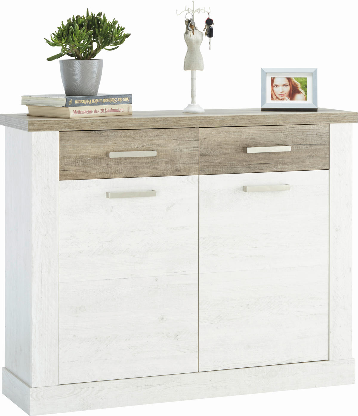 CIPELARNIK  boja pinije, bela, boja hrasta  metal, plastika, pločasti materijal     - boja nikla/boja hrasta, Moderno, metal/pločasti materijal (120/96,3/34,1cm) - Xora