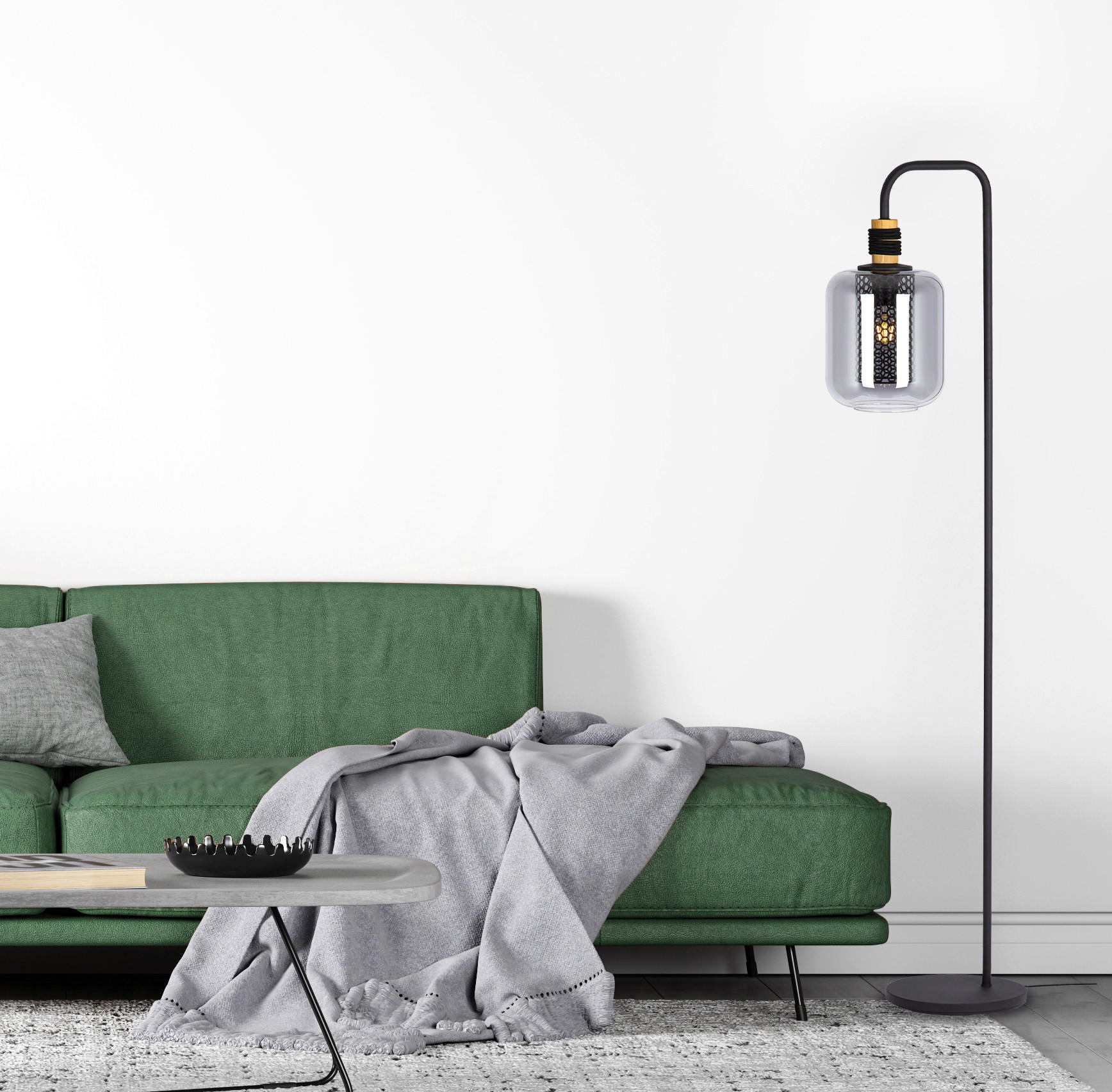 STEHLEUCHTE - Schwarz/Grau, Design, Glas/Metall (25/25/150cm) - Globo