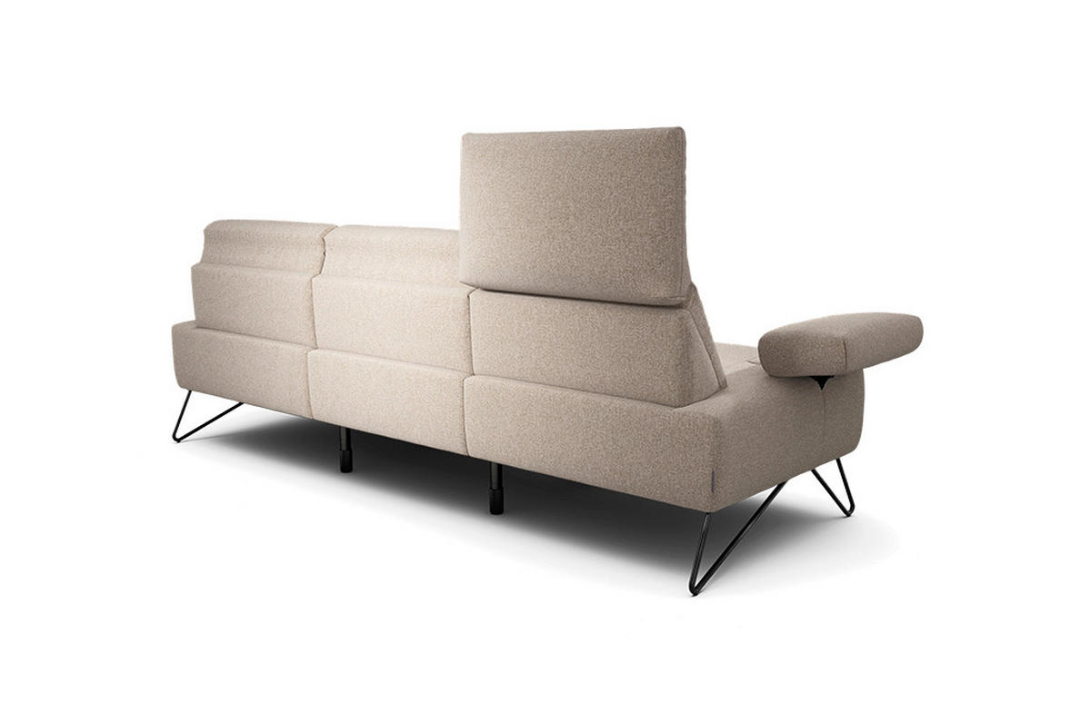3-SITZER-SOFA Chenille Sandfarben  - Sandfarben/Schwarz, Design, Textil/Metall (234-264/85/86-94cm) - SENSOO