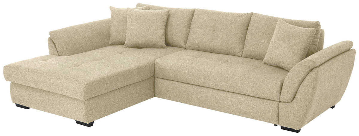ECKSOFA Beige Webstoff  - Beige/Schwarz, Design, Kunststoff/Textil (187/278cm) - Livetastic