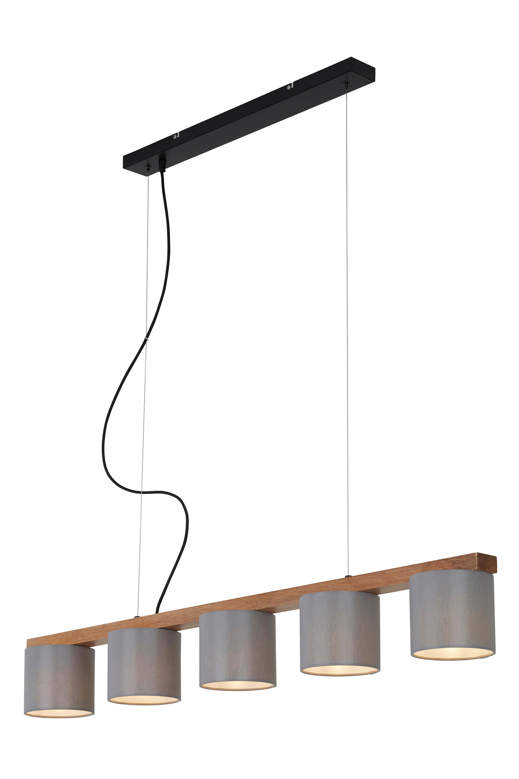 PENDELLEUCHTE Rhon 110/15/13,6 cm  - Schwarz/Grau, Basics, Holz/Kunststoff (110/15/13,6cm)