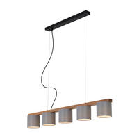 PENDELLEUCHTE Rhon 110/15/13,6 cm  - Schwarz/Grau, Basics, Holz/Kunststoff (110/15/13,6cm)